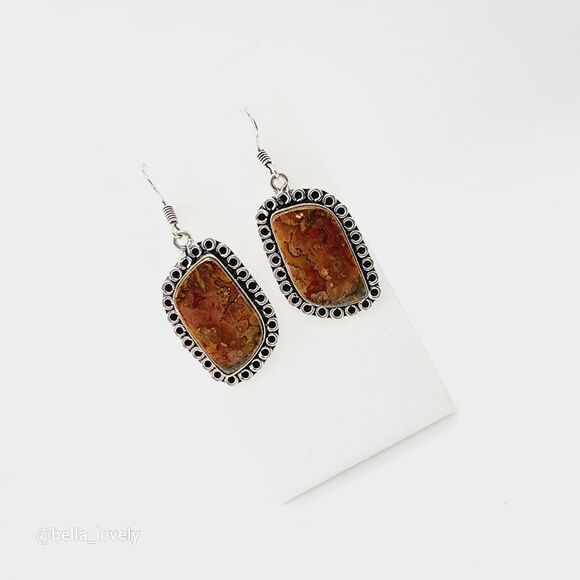 Jasper Handmade Drop Dangle Earrings Jewelry 1.8" - Picture 1 of 4
